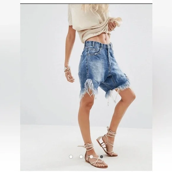 One Teaspoon NWOT Frankies Low-Slung Drop Rise Baggy Denim Boyfriend Shorts 4 - Picture 3 of 10